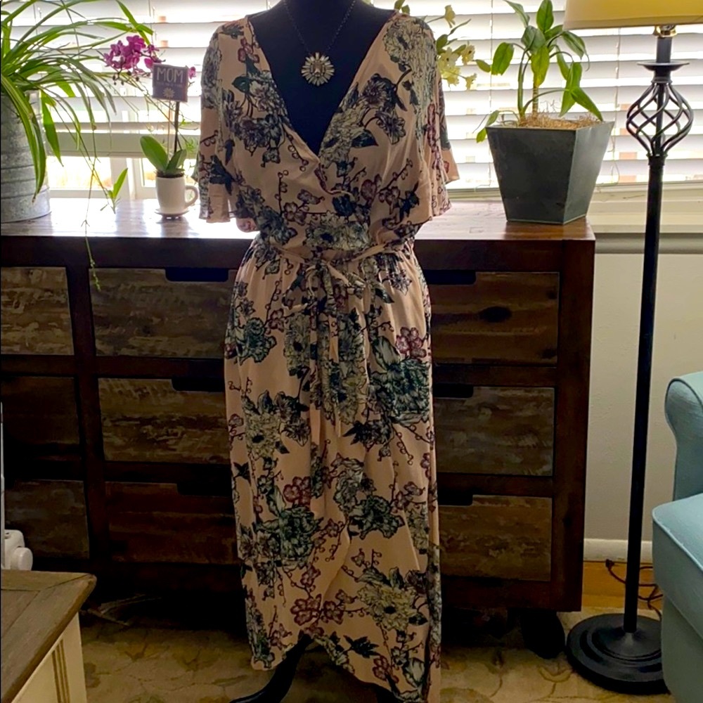 Plus size faux wrap dress